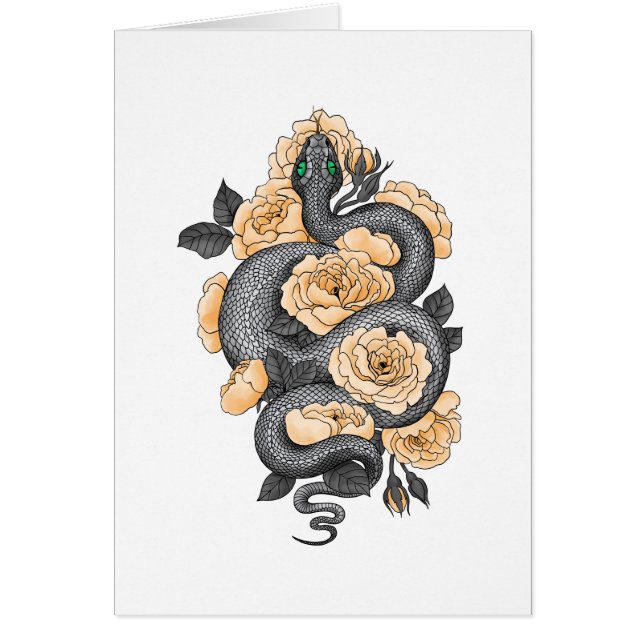 Snake and yellow roses cards (Front)