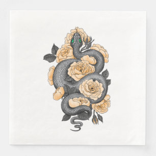 Snake and yellow roses paper dinner napkins