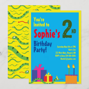Snake Animal Kid's Birthday Party Invitations