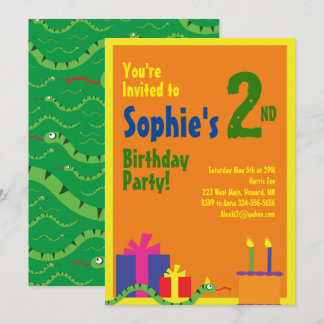 Snake Animal Kid's Birthday Party Invitations