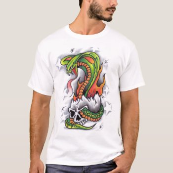 Snake-around-skull-tattoo-design T-shirt by silvercryer2000 at Zazzle