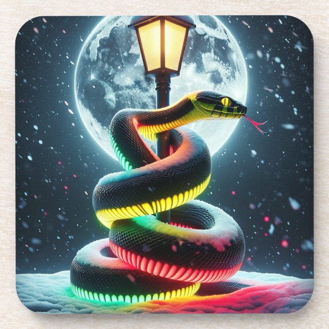 Snake Art Beverage Coaster (Front)