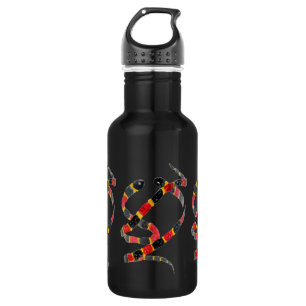Snake Art Black Red Stainless Steel Water Bottle
