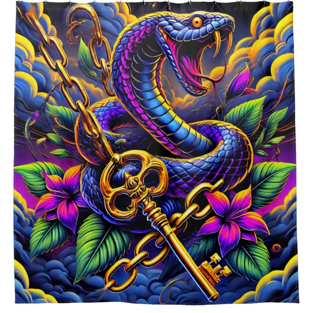 Snake Art Shower Curtain (Front)