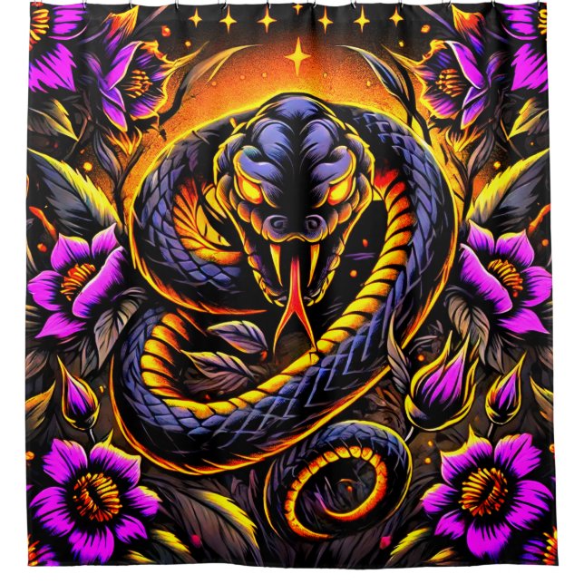 Snake Art Shower Curtain (Front)
