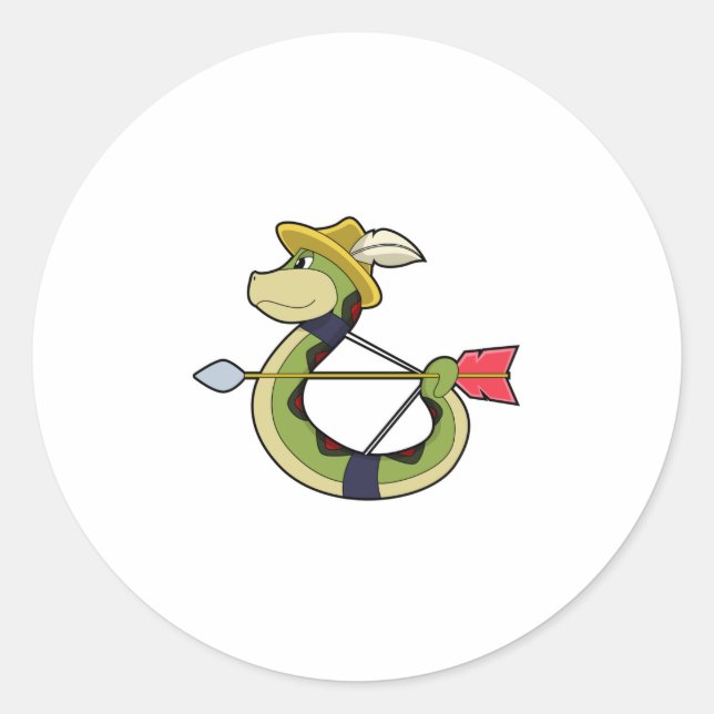 Snake as Archer with Bow & Arrow Classic Round Sticker (Front)