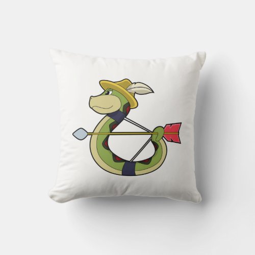 Snake as Archer with Bow  Arrow Throw Pillow