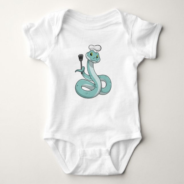 Snake as Cook with Chef hat Baby Bodysuit (Front)