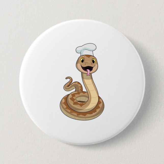 Snake as Cook with Chef hat Button (Front)