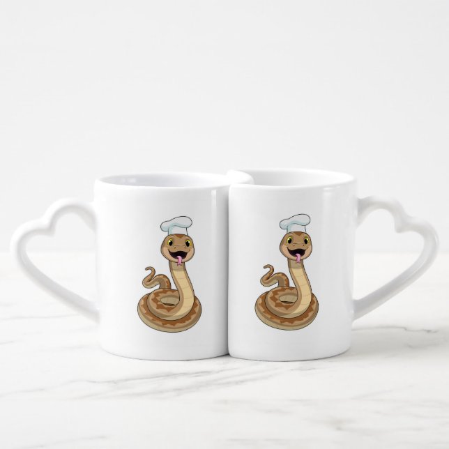 Snake as Cook with Chef hat Coffee Mug Set (Front Nesting)
