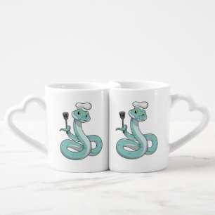 Snake as Cook with Chef hat Coffee Mug Set