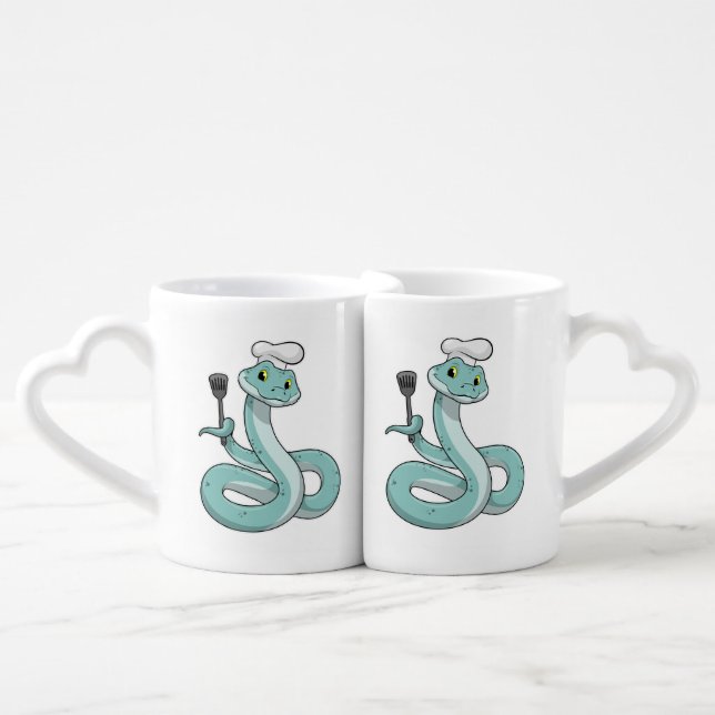 Snake as Cook with Chef hat Coffee Mug Set (Front Nesting)