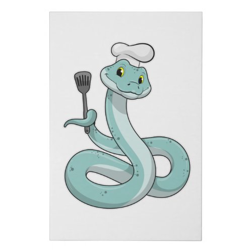 Snake as Cook with Chef hat Faux Canvas Print