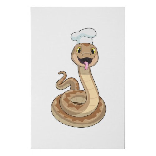 Snake as Cook with Chef hat Faux Canvas Print