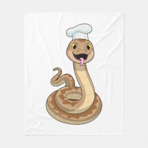 Snake as Cook with Chef hat Fleece Blanket