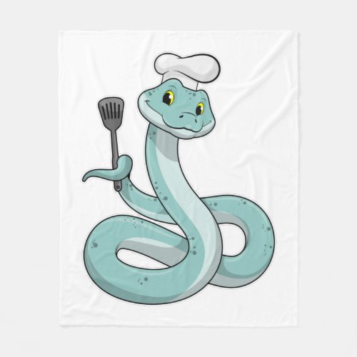 Snake as Cook with Chef hat Fleece Blanket