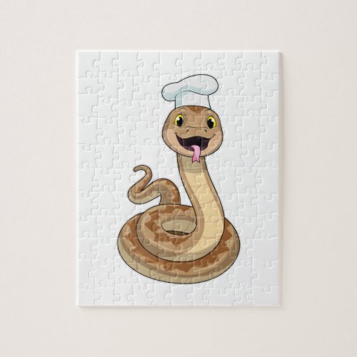 Snake as Cook with Chef hat Jigsaw Puzzle