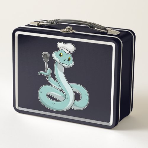 Snake as Cook with Chef hat Metal Lunch Box