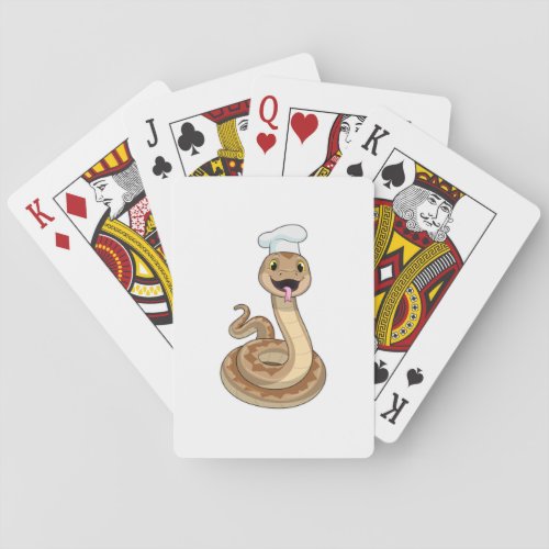 Snake as Cook with Chef hat Poker Cards