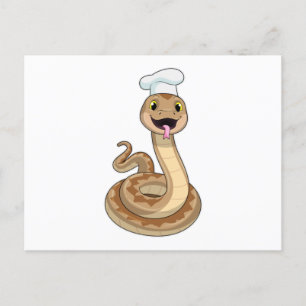 Snake as Cook with Chef hat Postcard