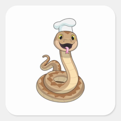 Snake as Cook with Chef hat Square Sticker