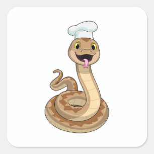 Snake as Cook with Chef hat Square Sticker