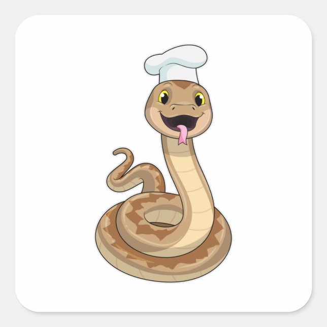 Snake as Cook with Chef hat Square Sticker (Front)