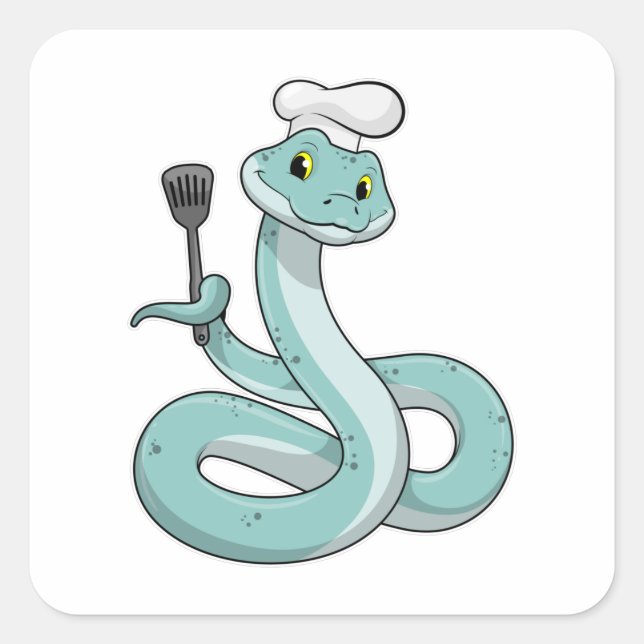 Snake as Cook with Chef hat Square Sticker (Front)