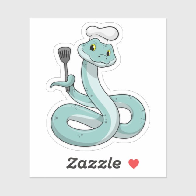 Snake as Cook with Chef hat Sticker (Sheet)
