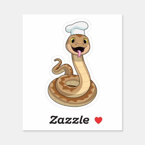 Snake as Cook with Chef hat Sticker