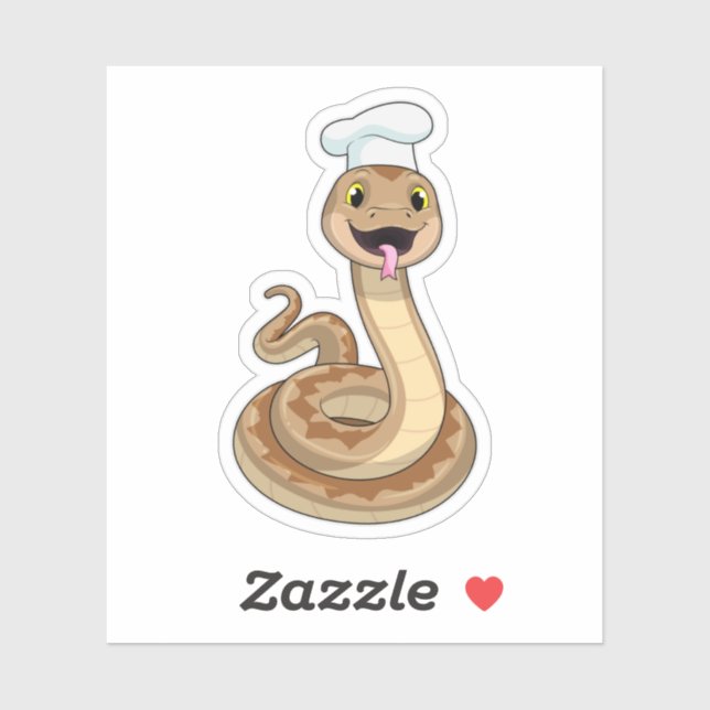 Snake as Cook with Chef hat Sticker (Sheet)