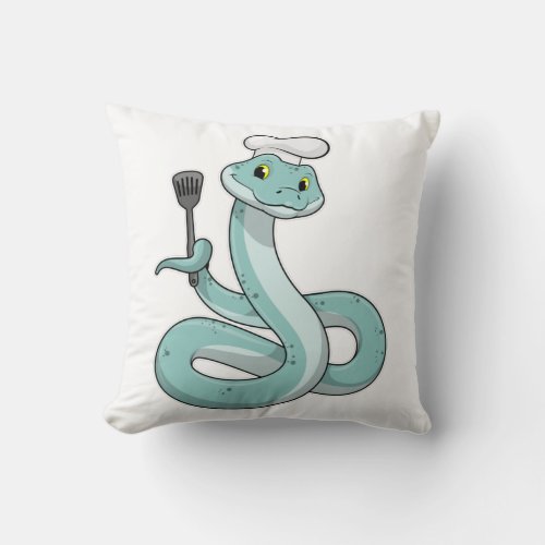 Snake as Cook with Chef hat Throw Pillow
