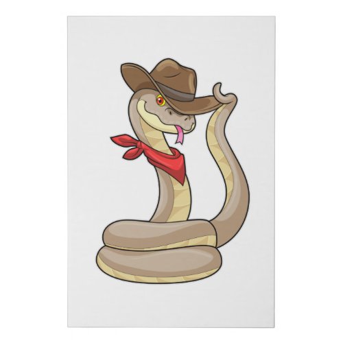 Snake as Cowboy with Scarf Faux Canvas Print