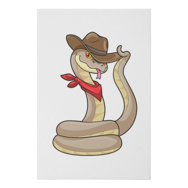 Snake as Cowboy with Scarf Faux Canvas Print (Front)