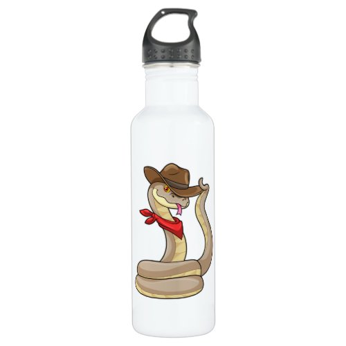 Snake as Cowboy with Scarf Stainless Steel Water Bottle
