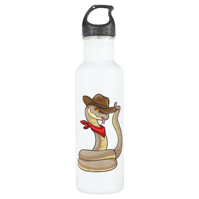 Snake as Cowboy with Scarf Stainless Steel Water Bottle (Front)