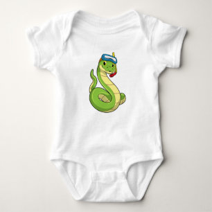 Snake as Diver wirth Snorkel Baby Bodysuit