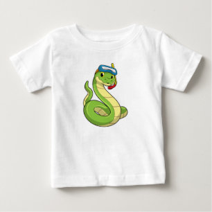 Snake as Diver wirth Snorkel Baby T-Shirt