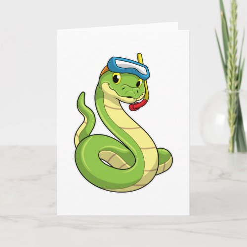 Snake as Diver wirth Snorkel Card