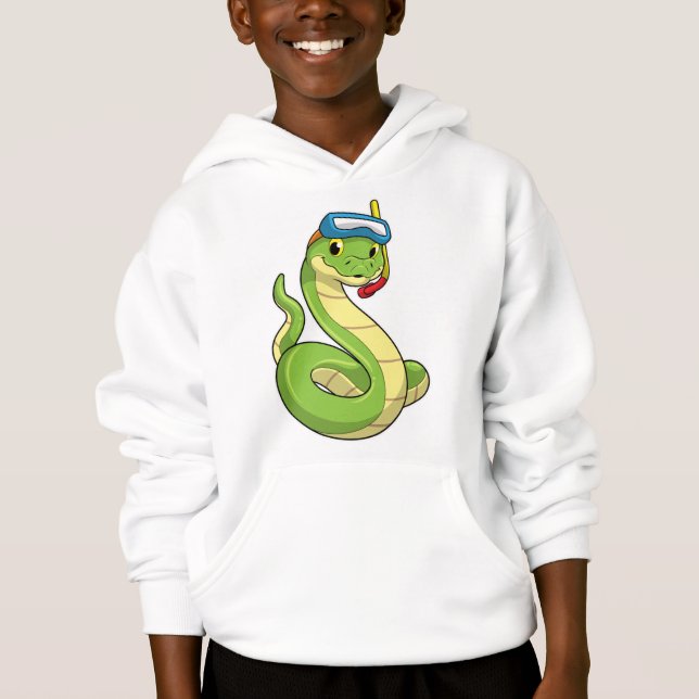 Snake as Diver wirth Snorkel Hoodie (Front)