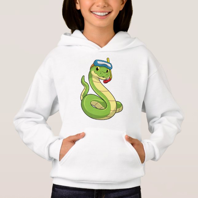 Snake as Diver wirth Snorkel Hoodie (Front)