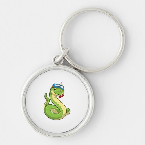 Snake as Diver wirth Snorkel Keychain
