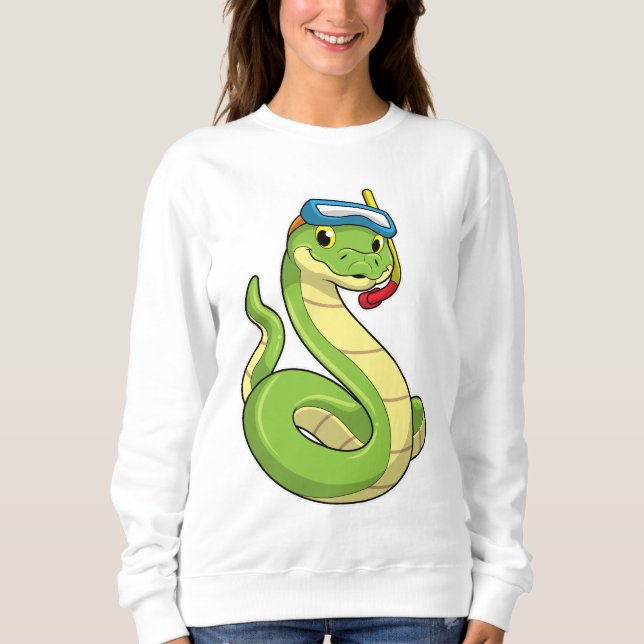 Snake as Diver wirth Snorkel Sweatshirt (Front)