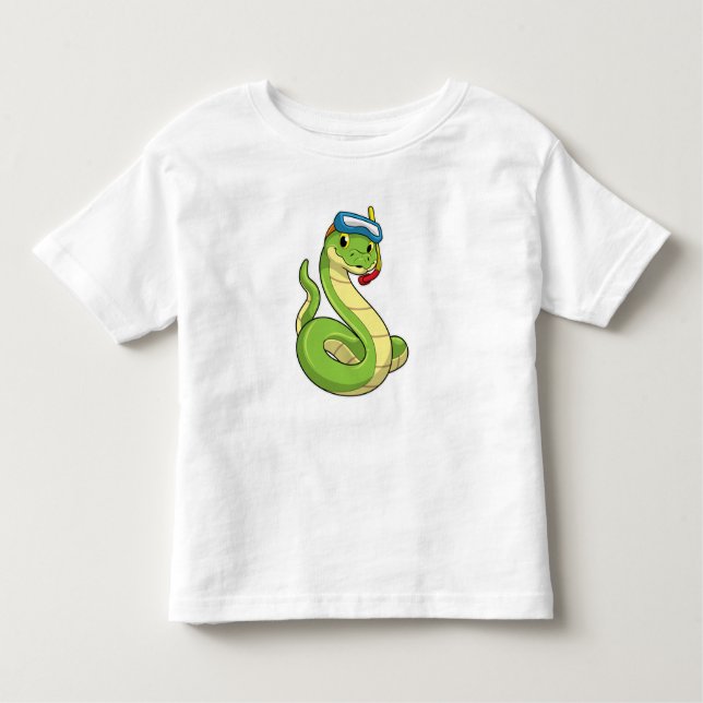 Snake as Diver wirth Snorkel Toddler T-shirt (Front)