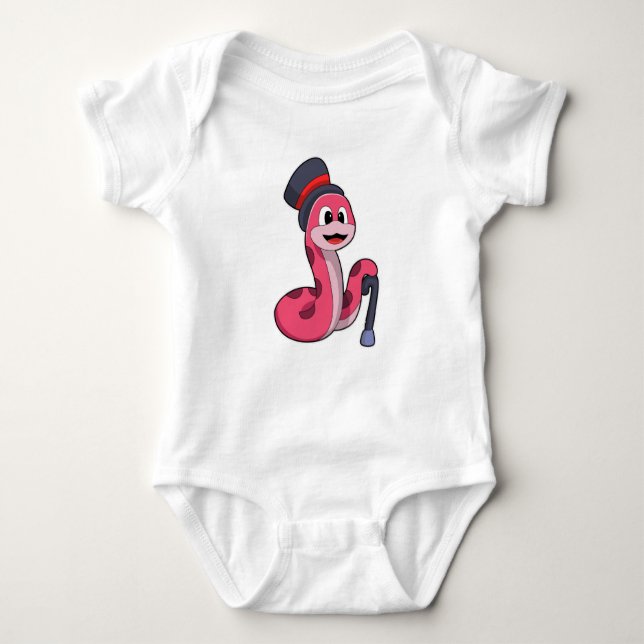 Snake as Gentleman with Hat & Walking stick Baby Bodysuit (Front)