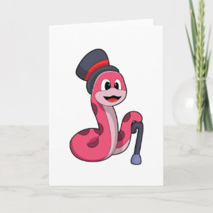 Snake as Gentleman with Hat & Walking stick Card