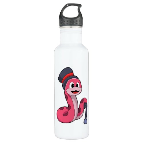Snake as Gentleman with Hat  Walking stick Stainless Steel Water Bottle