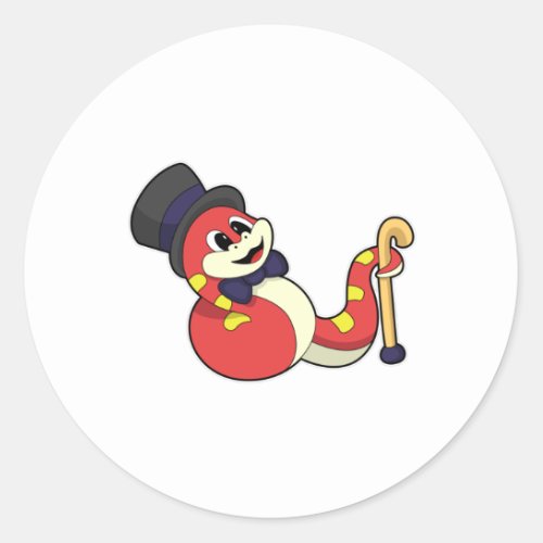 Snake as Groom with Hat Classic Round Sticker