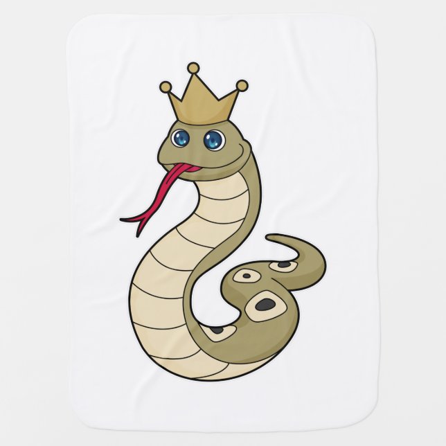Snake as King with Crown Baby Blanket (Front)