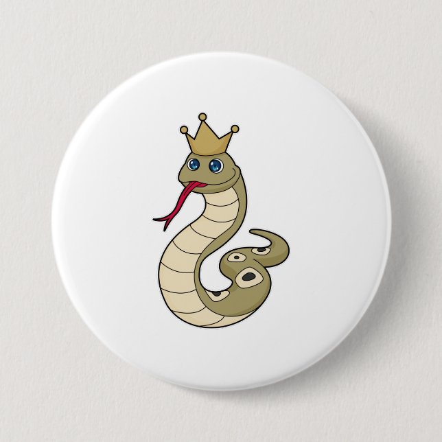 Snake as King with Crown Button (Front)